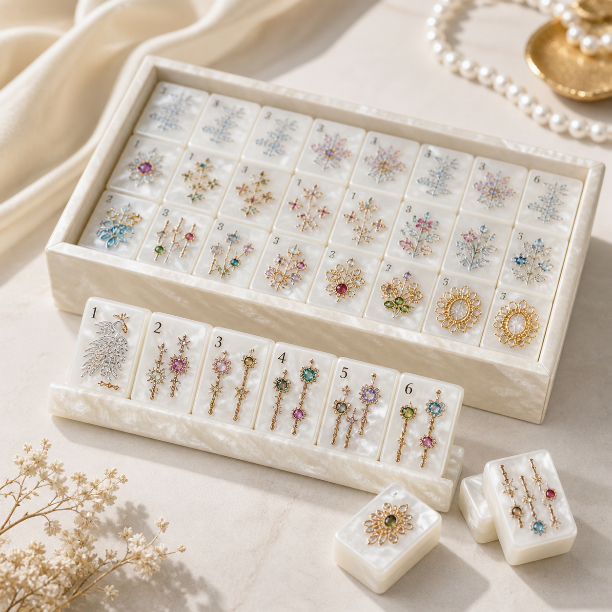 Pearl Lace Mahjong set